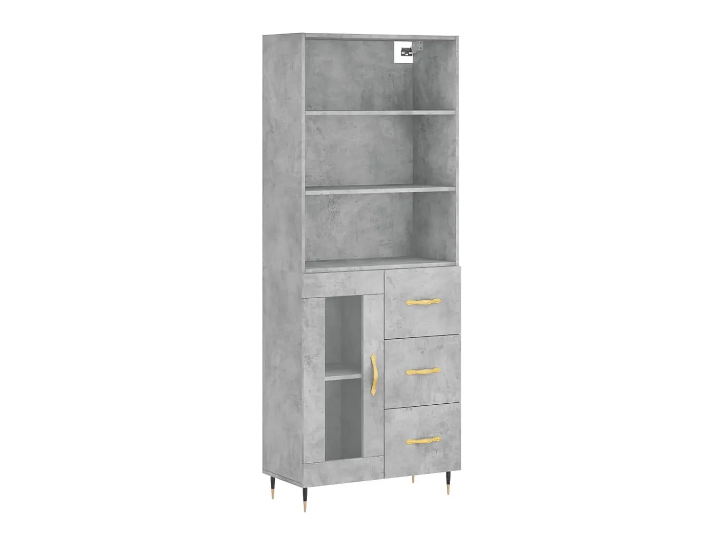 Aparador alto madera contrachapada gris hormigón 69,5x34x180 cm ES66952