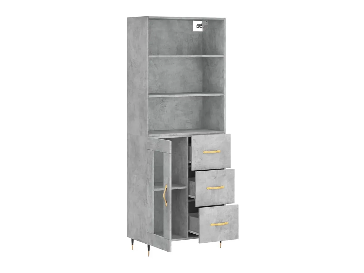 Aparador alto madera contrachapada gris hormigón 69,5x34x180 cm ES66952