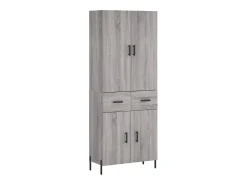 Aparador alto madera contrachapada gris sonoma 69,5x34x180 cm