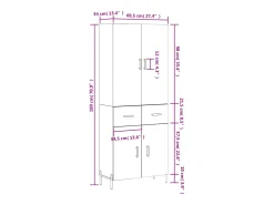 Aparador alto madera contrachapada gris sonoma 69,5x34x180 cm