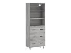 Aparador alto madera contrachapada gris sonoma 69,5x34x180 cm