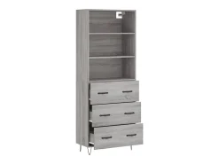 Aparador alto madera contrachapada gris sonoma 69,5x34x180 cm