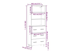 Aparador alto madera contrachapada gris sonoma 69,5x34x180 cm