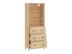 Aparador alto madera contrachapada color roble 69,5x34x180 cm