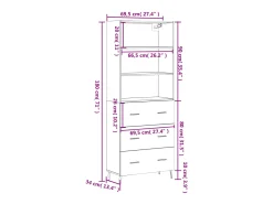 Aparador alto madera contrachapada color roble 69,5x34x180 cm