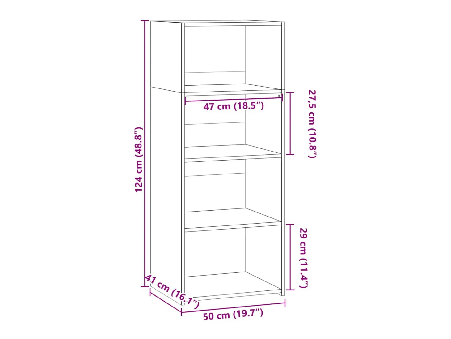 Aparador alto madera de ingeniería marrón roble 50x41x124 cm