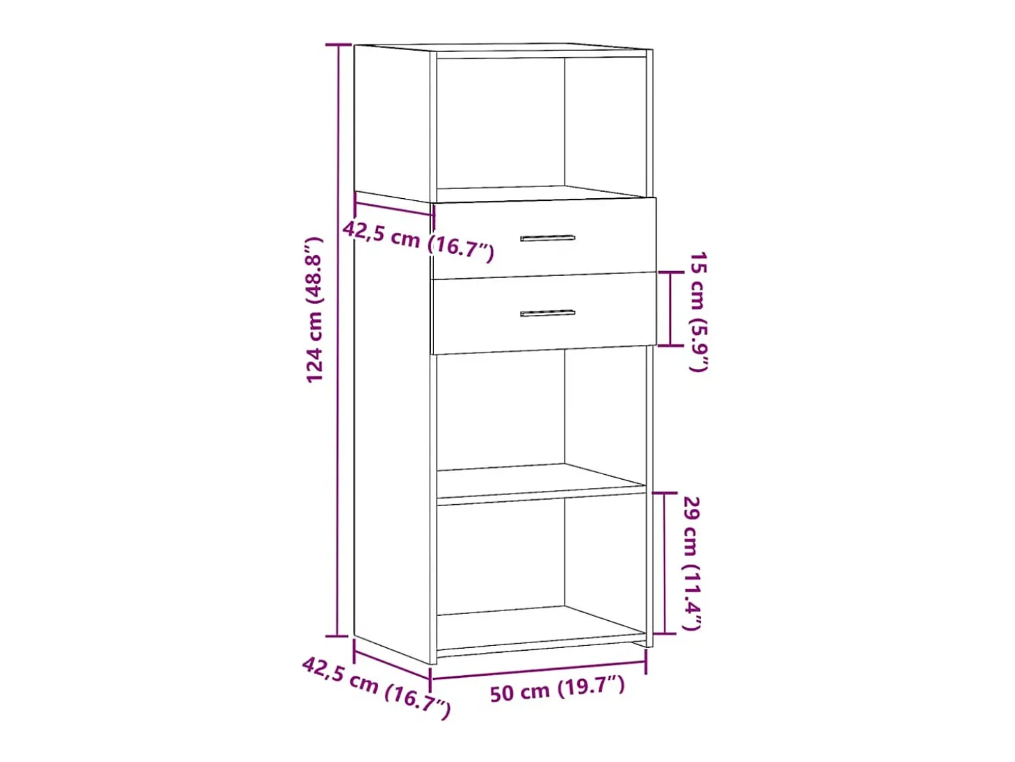 Aparador alto madera de ingeniería gris Sonoma 50x42,5x124 cm