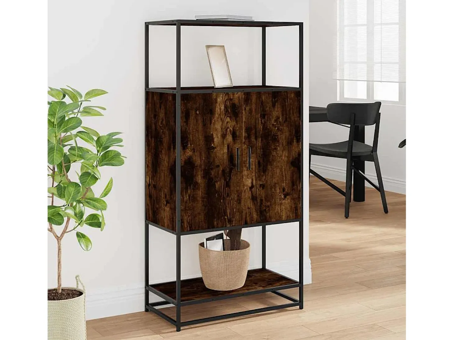 Aparador alto madera de ingeniería y metal 68x35x139 cm