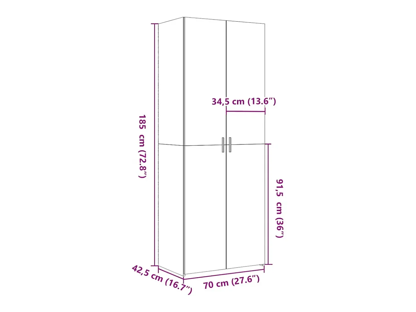 Aparador alto madera de ingeniería roble Sonoma 70x42,5x185 cm