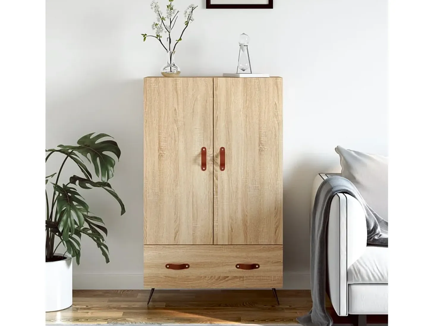 Aparador alto madera de ingeniería roble Sonoma 69,5x31x115 cm ES28495