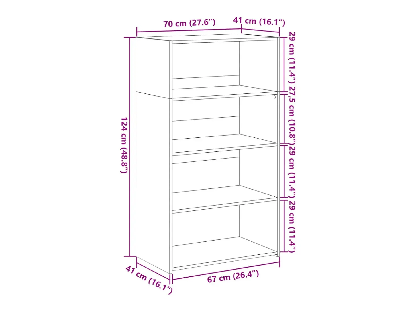Aparador alto madera de ingeniería roble ahumado 70x41x124 cm
