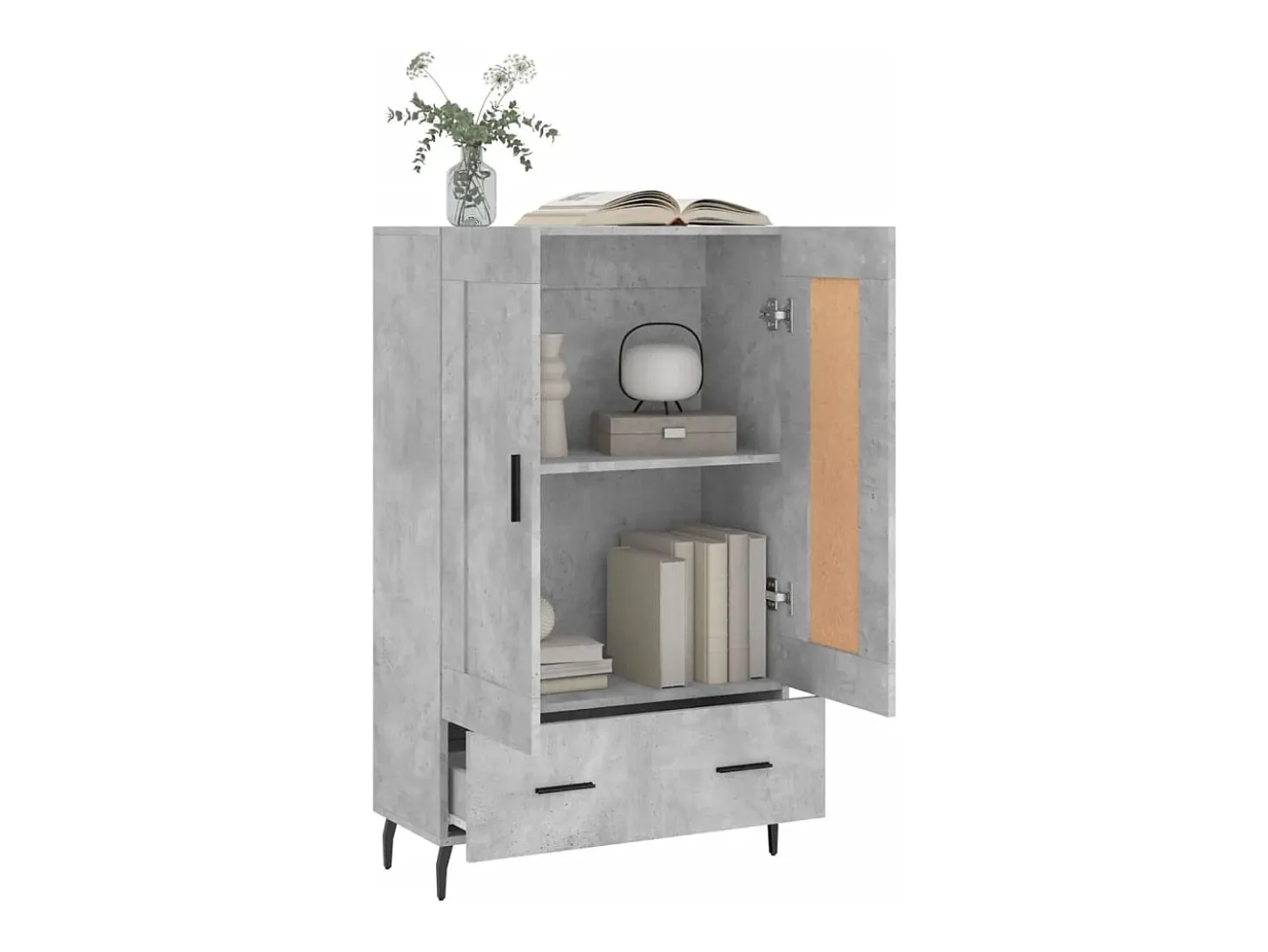 Aparador alto madera de ingeniería gris hormigón 69,5x31x115 cm