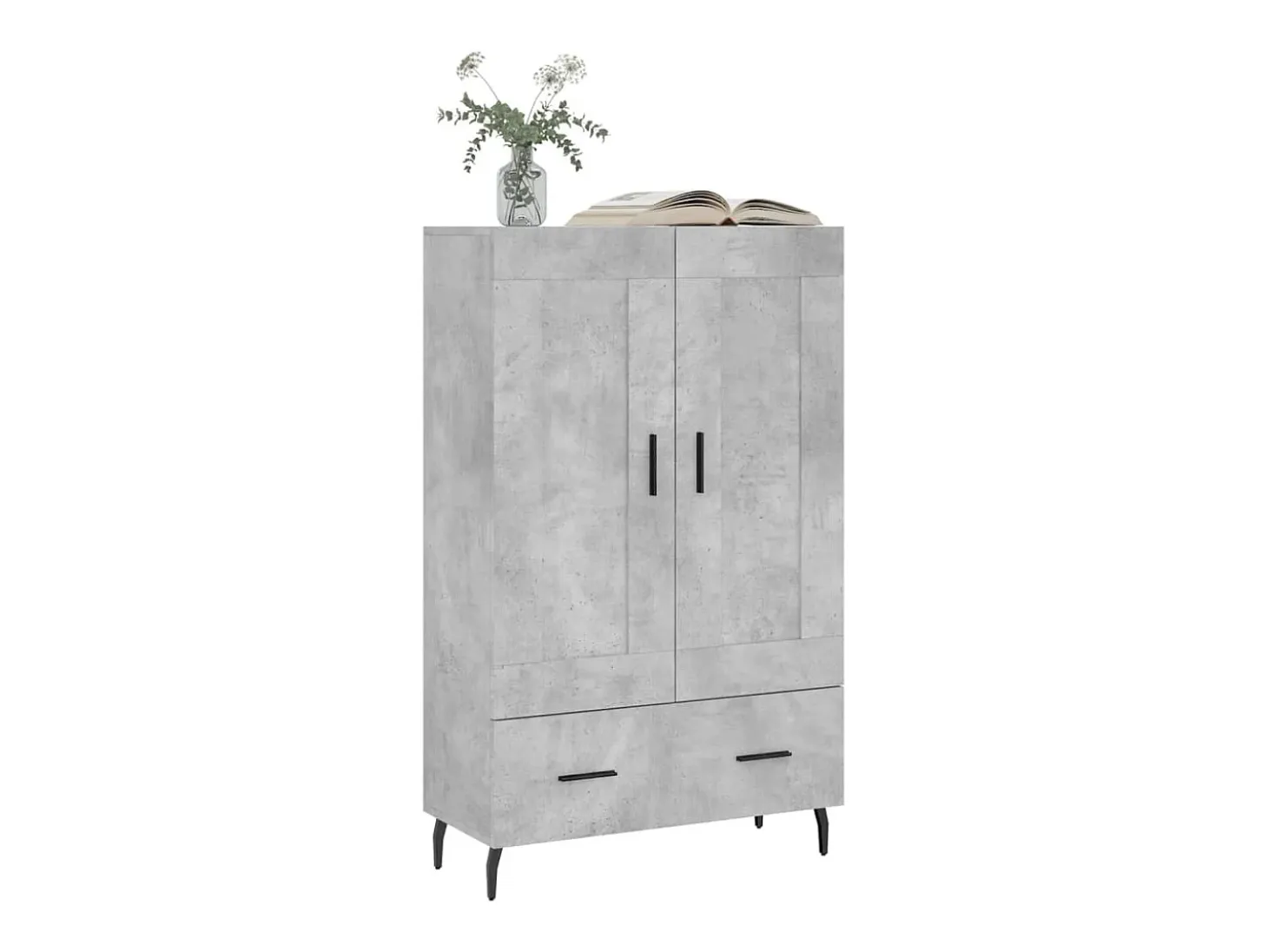 Aparador alto madera de ingeniería gris hormigón 69,5x31x115 cm
