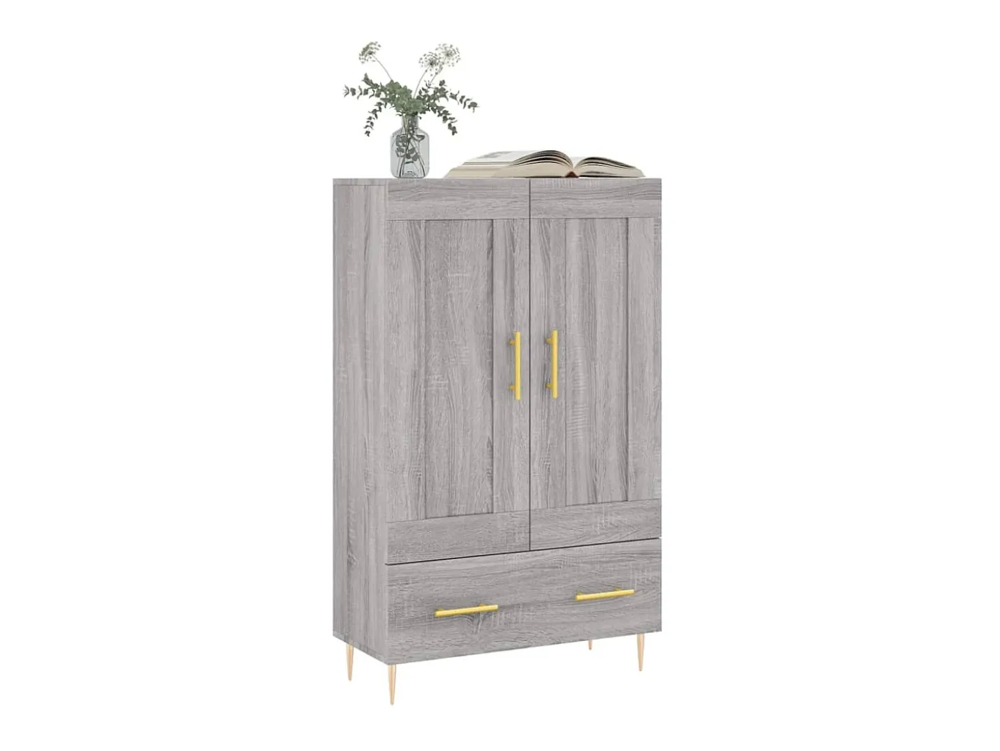 Aparador alto madera de ingeniería gris Sonoma 69,5x31x115 cm ES35545