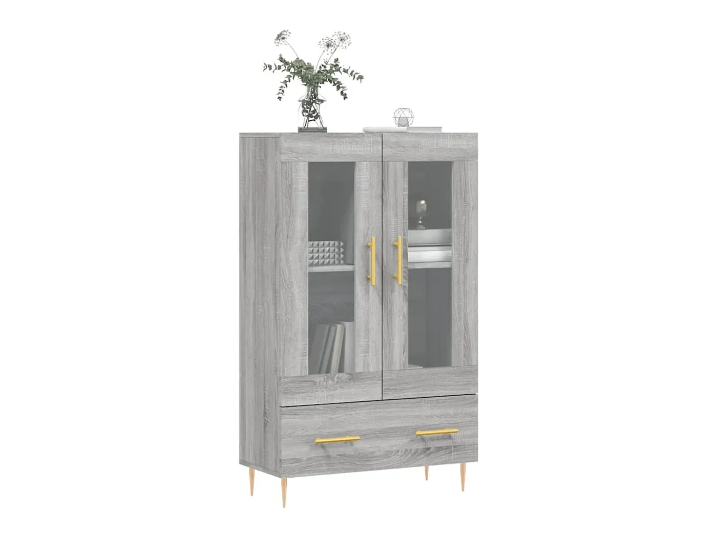 Aparador alto madera de ingeniería gris Sonoma 69,5x31x115 cm ES20722