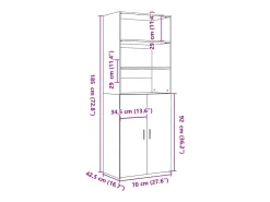 Aparador alto madera de ingeniería gris hormigón 70x42,5x185 cm