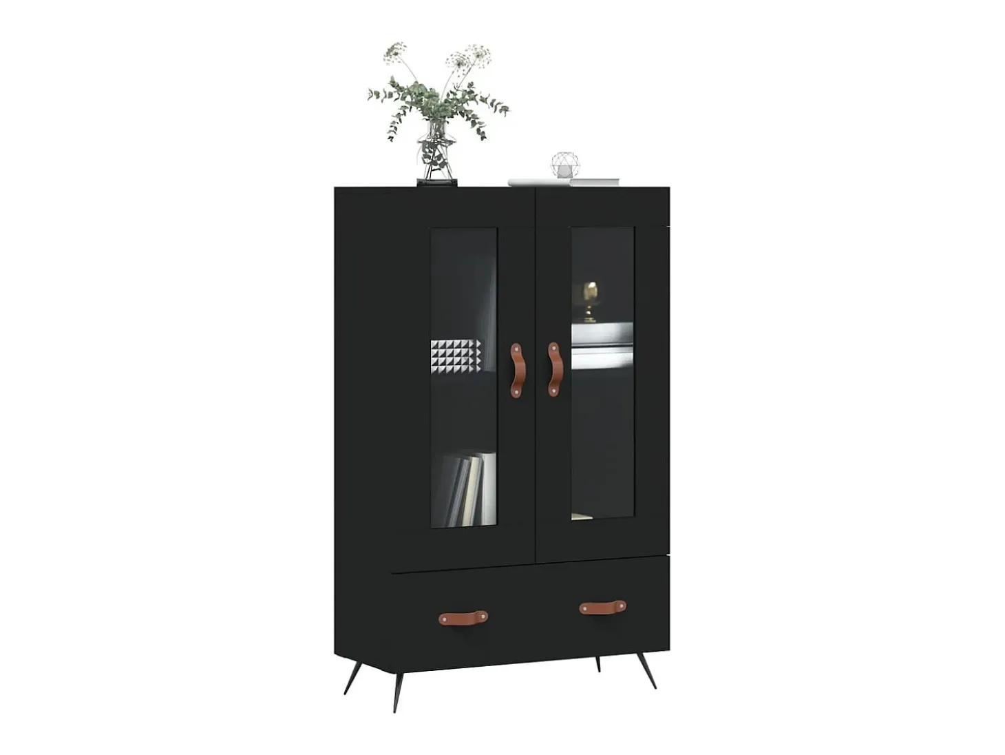 Aparador alto madera de ingeniería negro 69,5x31x115 cm