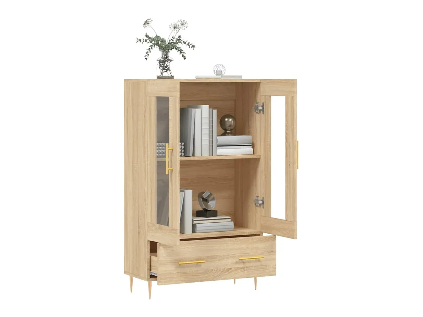 Aparador alto madera de ingeniería roble Sonoma 69,5x31x115 cm ES94253