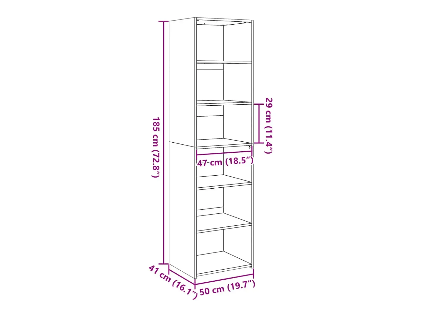 Aparador alto madera de ingeniería roble ahumado 50x41x185 cm