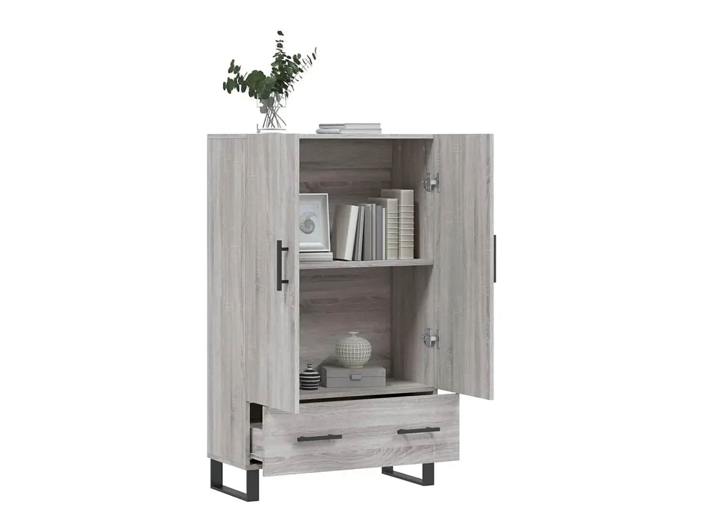 Aparador alto madera de ingeniería gris Sonoma 69,5x31x115 cm ES56359
