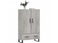 Aparador alto madera de ingeniería gris Sonoma 69,5x31x115 cm ES56359