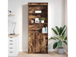 Aparador alto madera de ingeniería roble ahumado 70x35x180 cm