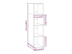 Aparador alto madera de ingeniería gris Sonoma 30x41x124 cm