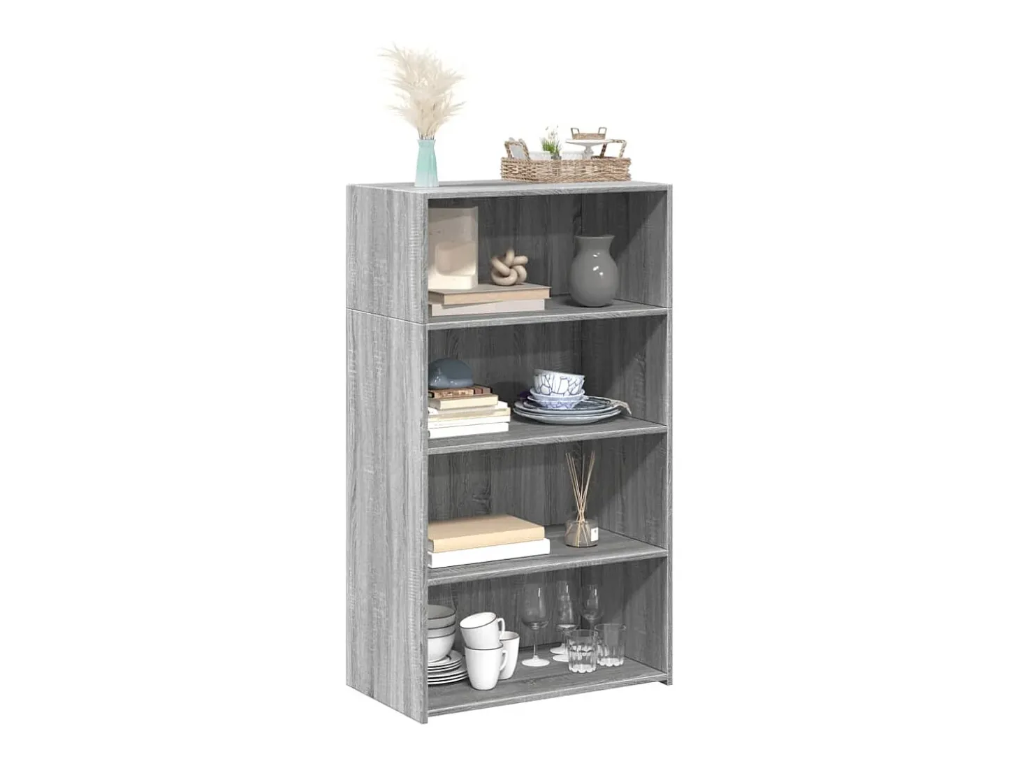 Aparador alto madera de ingeniería gris Sonoma 70x41x124 cm
