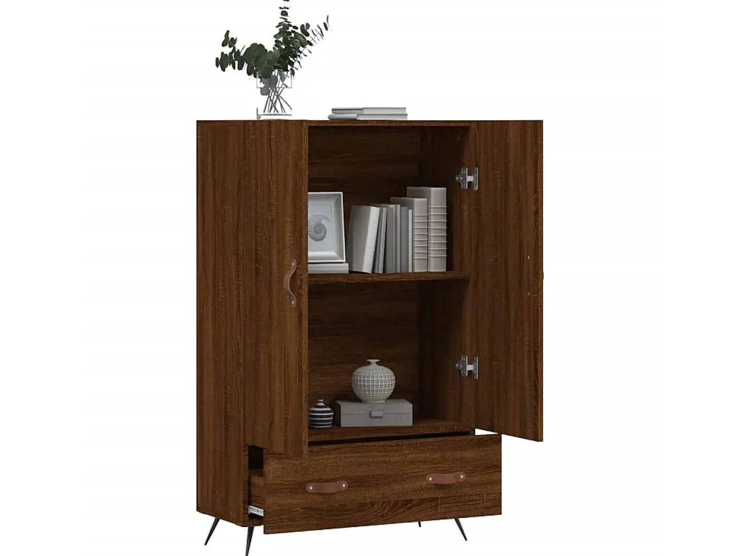 Aparador alto madera de ingeniería roble marrón 69,5x31x115 cm ES11705