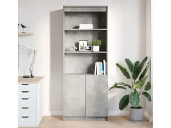 Aparador alto madera de ingeniería gris hormigón 70x35x180 cm