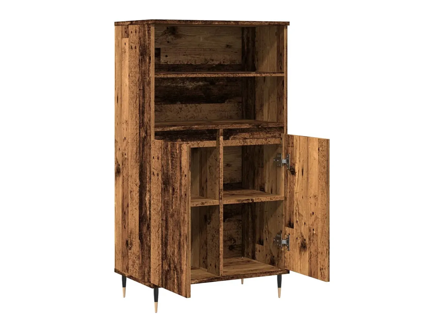 Aparador alto madera de ingeniería envejecida 60x36x110 cm
