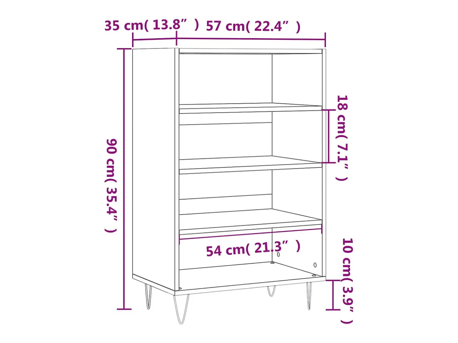 Aparador alto madera de ingeniería blanco 57x35x90 cm