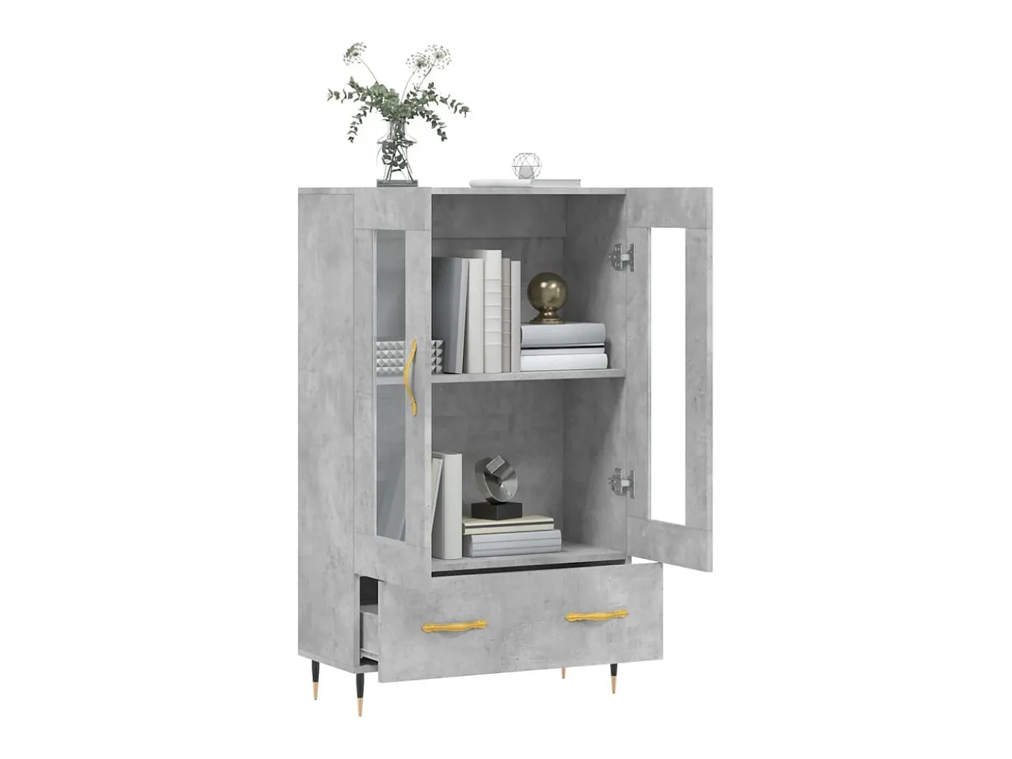 Aparador alto madera de ingeniería gris hormigón 69,5x31x115 cm ES72915