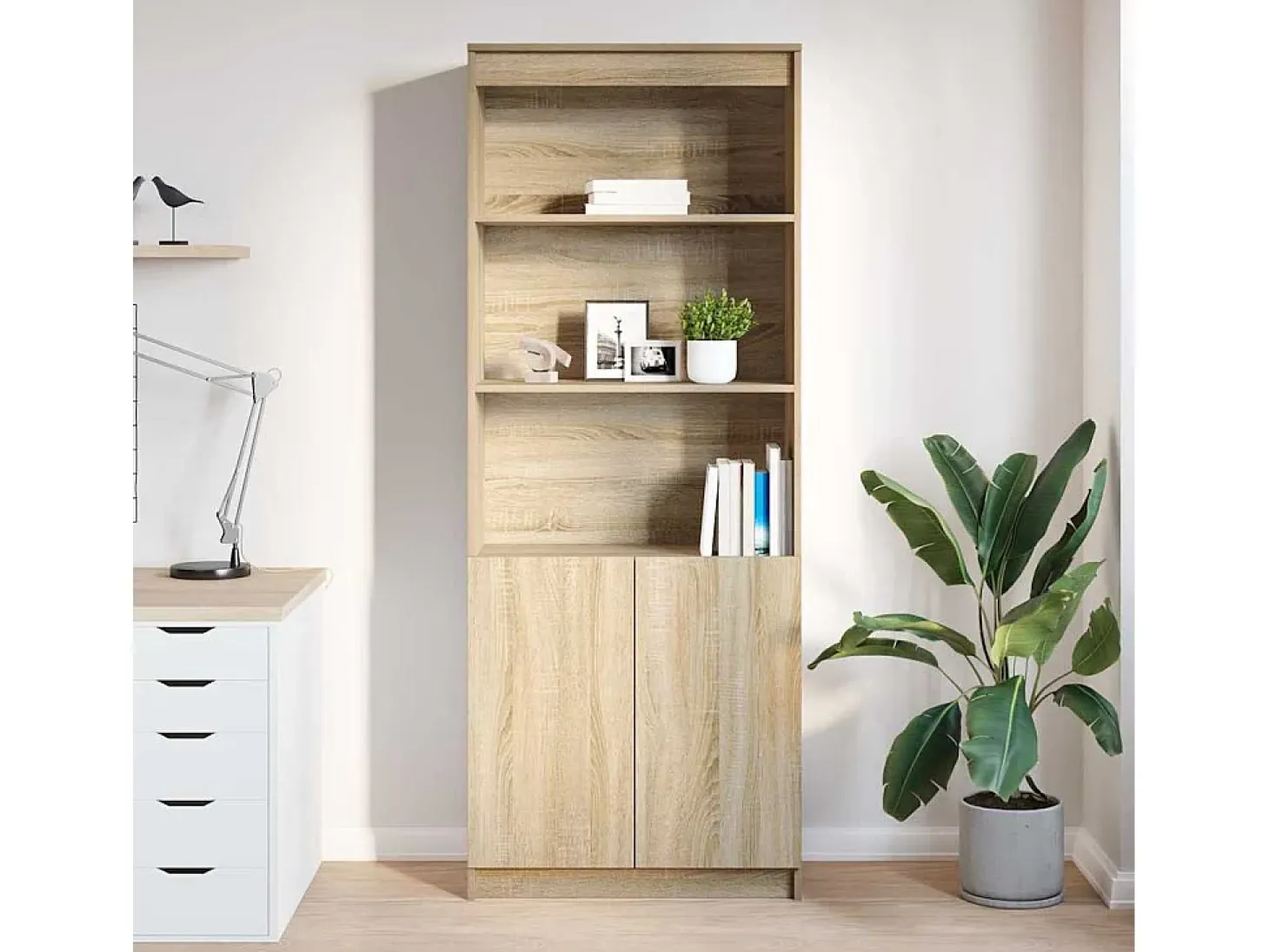 Aparador alto madera de ingeniería roble Sonoma 70x35x180 cm