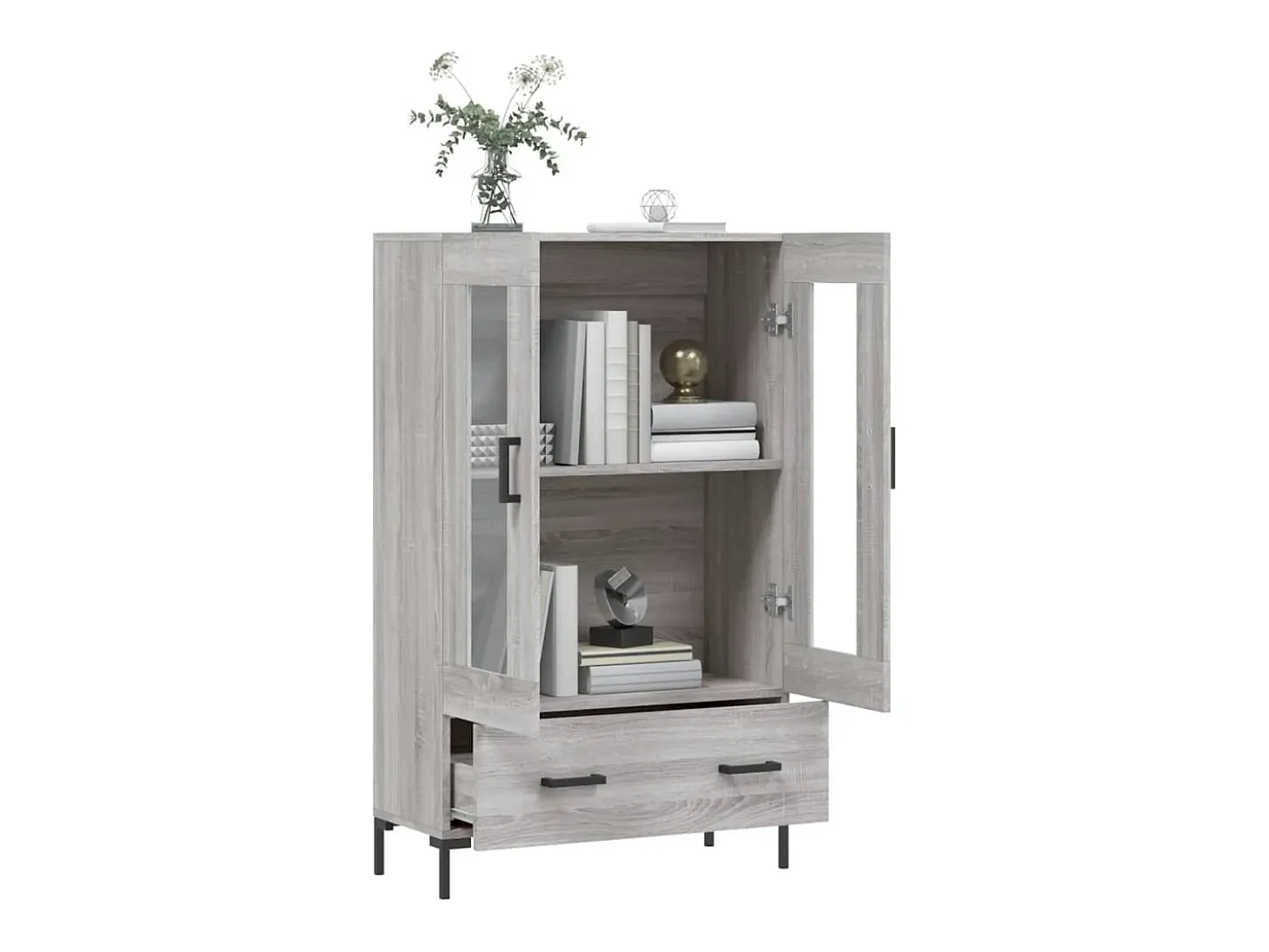 Aparador alto madera de ingeniería gris Sonoma 69,5x31x115 cm
