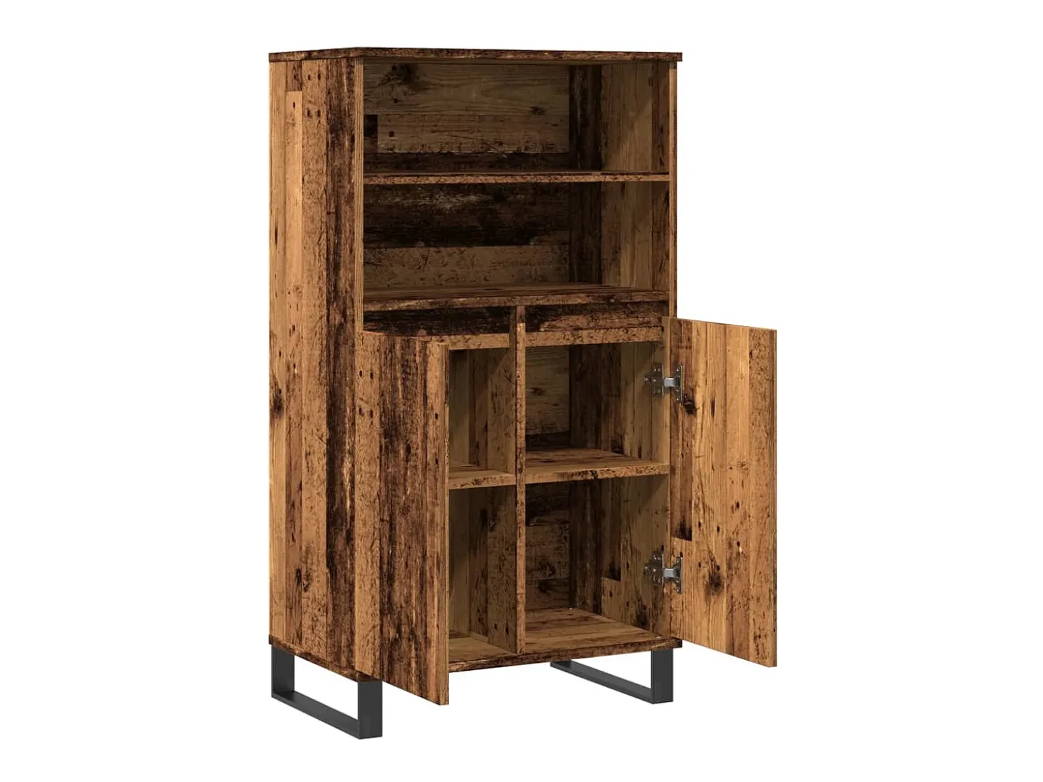 Aparador alto madera de ingeniería envejecida 60x36x110 cm