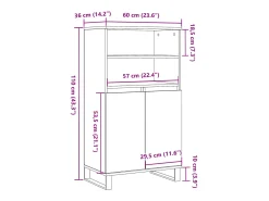 Aparador alto madera de ingeniería envejecida 60x36x110 cm
