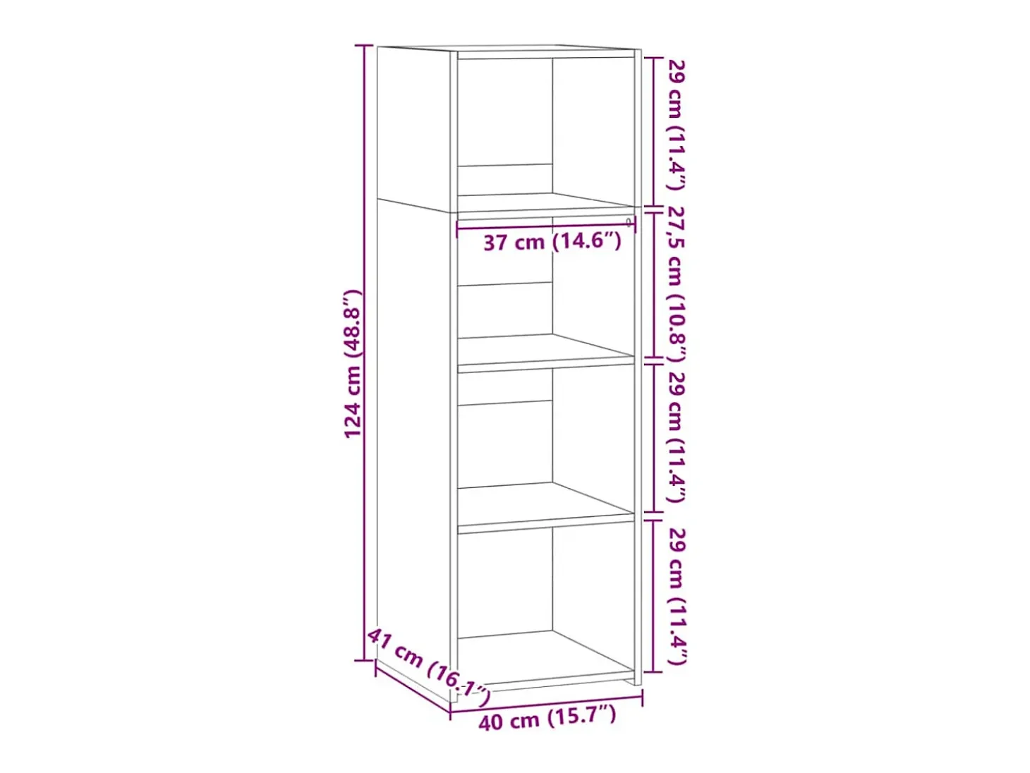 Aparador alto madera de ingeniería gris hormigón 40x41x124 cm