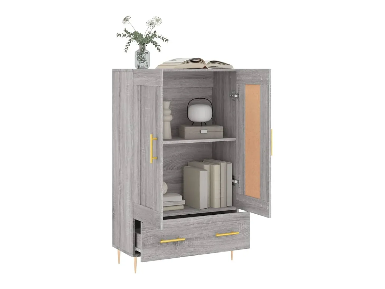 Aparador alto madera de ingeniería gris Sonoma 69,5x31x115 cm