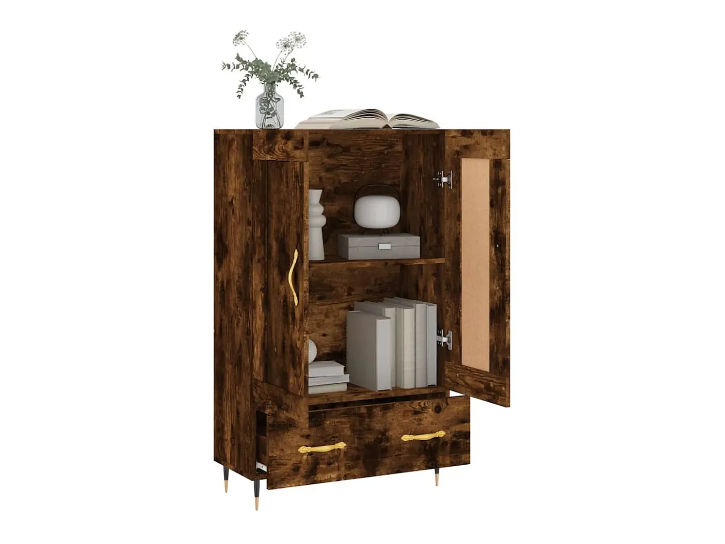 Aparador alto madera de ingeniería roble ahumado 69,5x31x115 cm ES91606