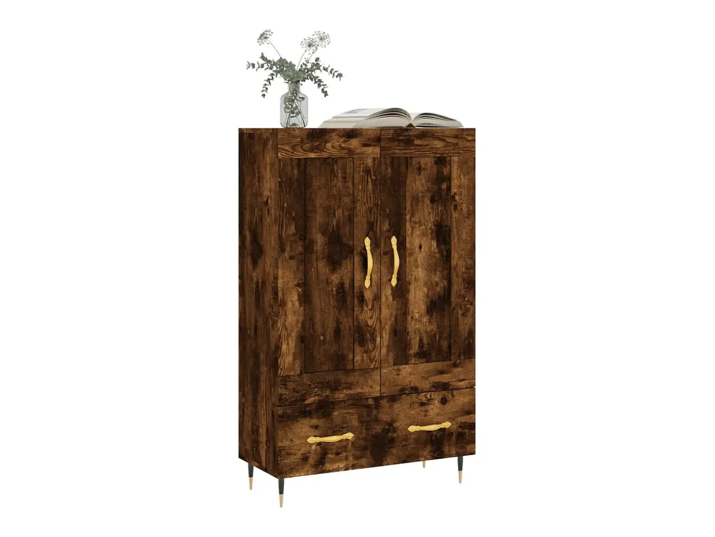 Aparador alto madera de ingeniería roble ahumado 69,5x31x115 cm ES91606