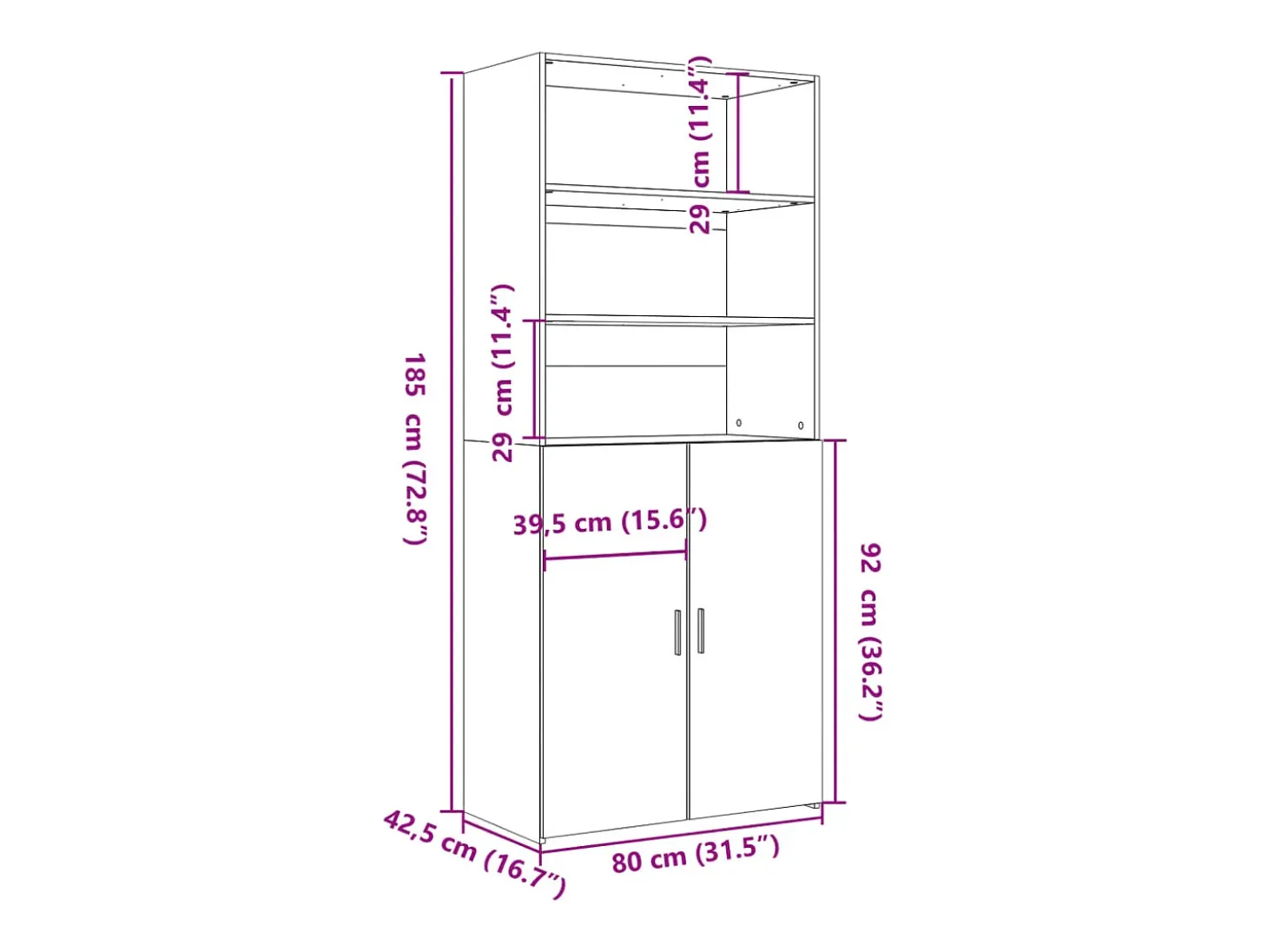 Aparador alto madera de ingeniería blanco 80x42,5x185 cm