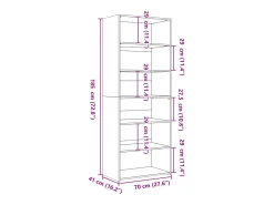 Aparador alto madera de ingeniería gris hormigón 70x41x185 cm
