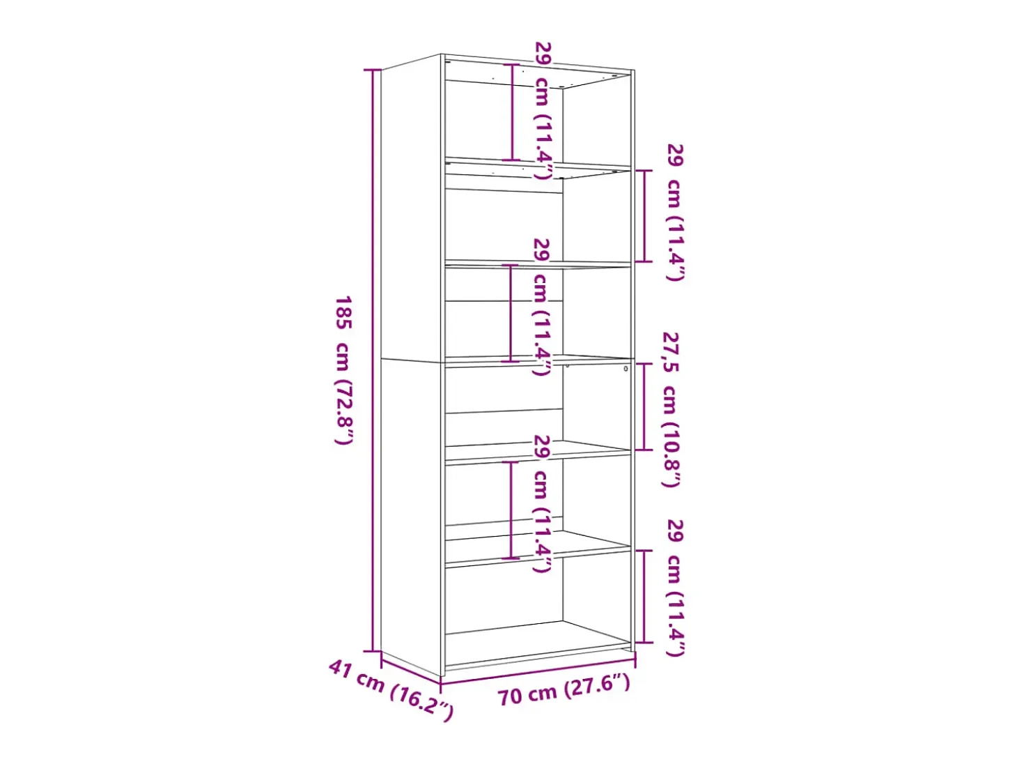 Aparador alto madera de ingeniería gris hormigón 70x41x185 cm