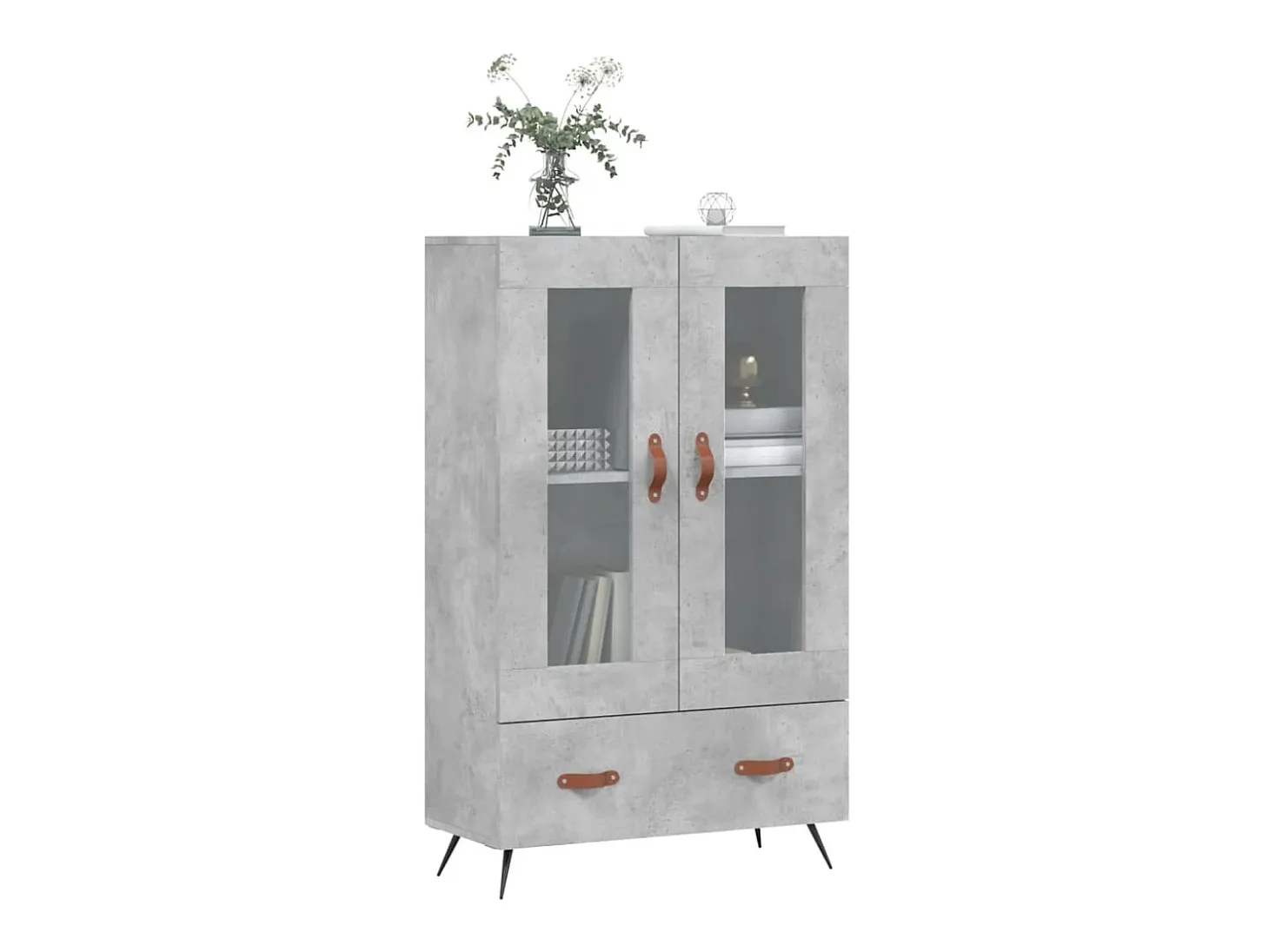 Aparador alto madera de ingeniería gris hormigón 69,5x31x115 cm ES75229