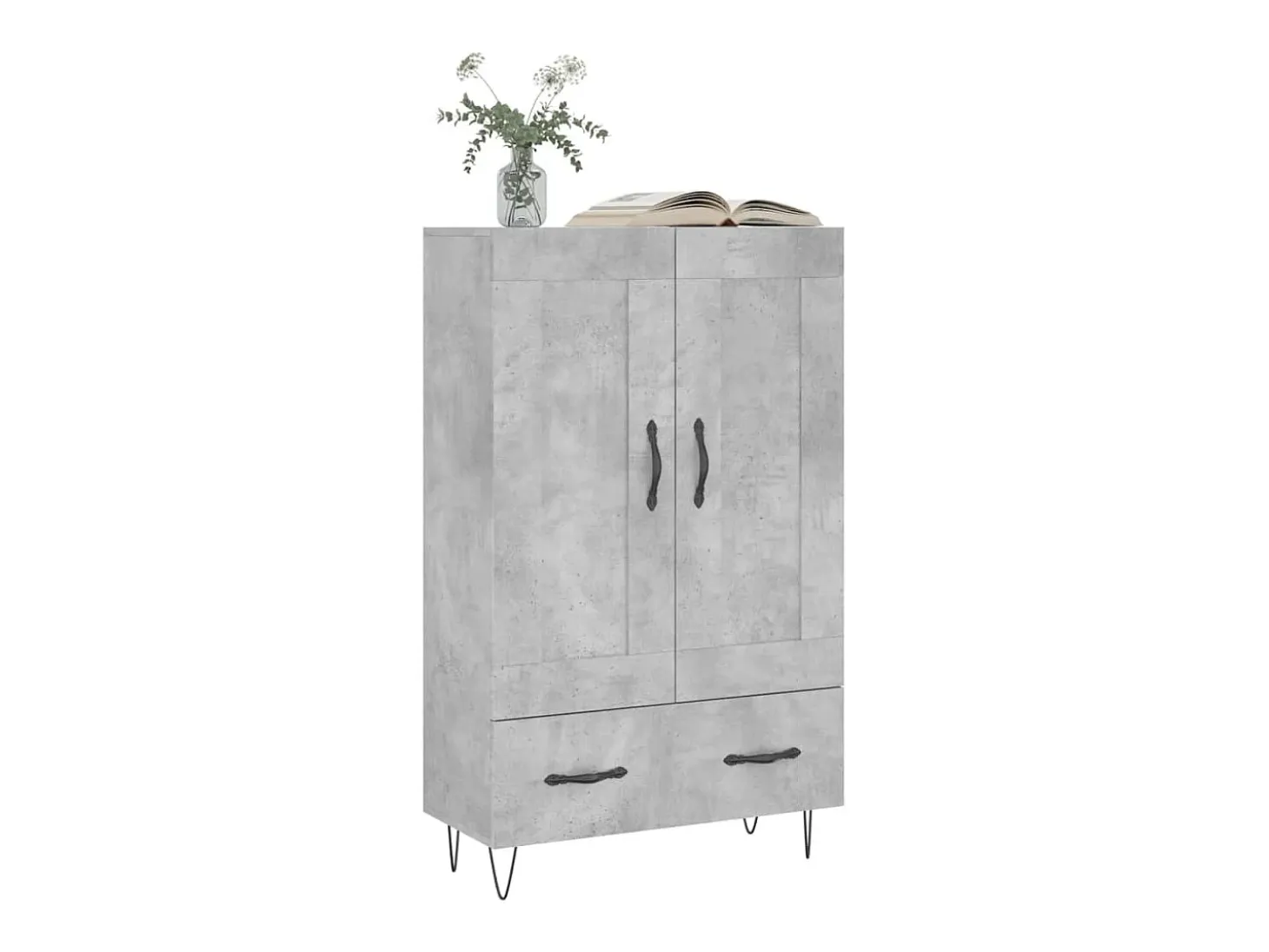 Aparador alto madera de ingeniería gris hormigón 69,5x31x115 cm ES41719