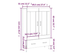 Aparador alto madera de ingeniería blanco 69,5x31x115 cm