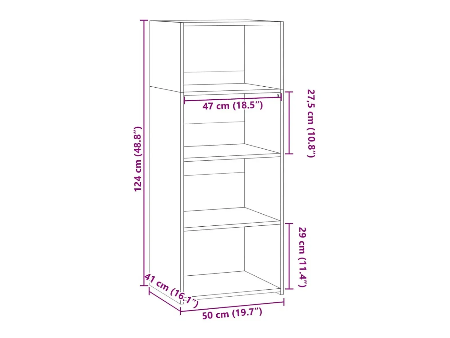 Aparador alto madera de ingeniería roble Sonoma 50x41x124 cm