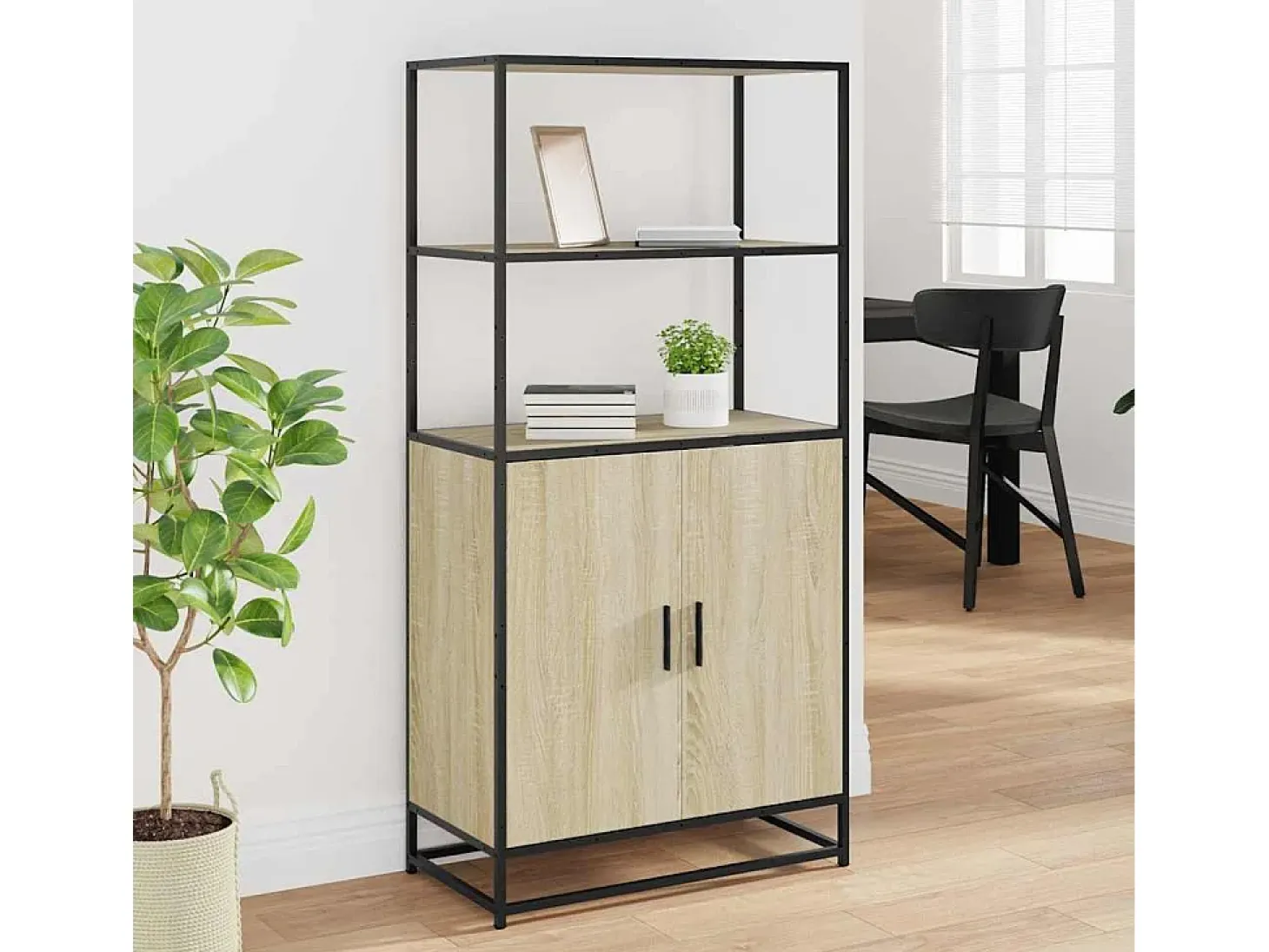 Aparador alto madera de ingeniería y metal Sonoma 68x35x139 cm