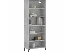 Aparador alto madera ingeniería gris hormigón 69,5x32,5x180 cm ES25796